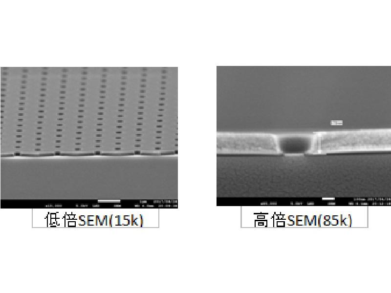 写真⑥：ナノインプリント処理後の断面SEM像