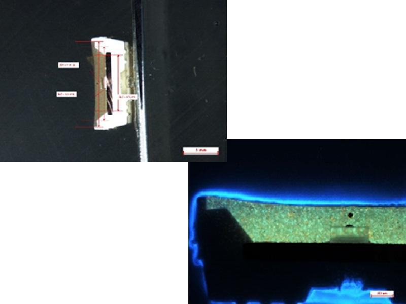 断面研磨サンプルを作製した。このサンプルを精密切断機で切断し、研磨機を用いて研磨した。