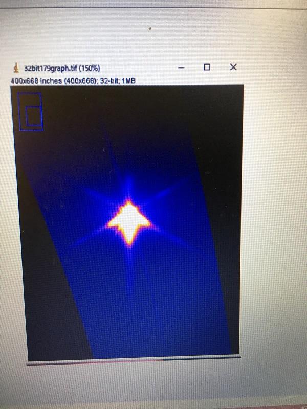  実際に生データから得られた逆格子マップ（コントラスト調整済）。実際は、直行座標に直すためには、補間計算を行う必要がある。
