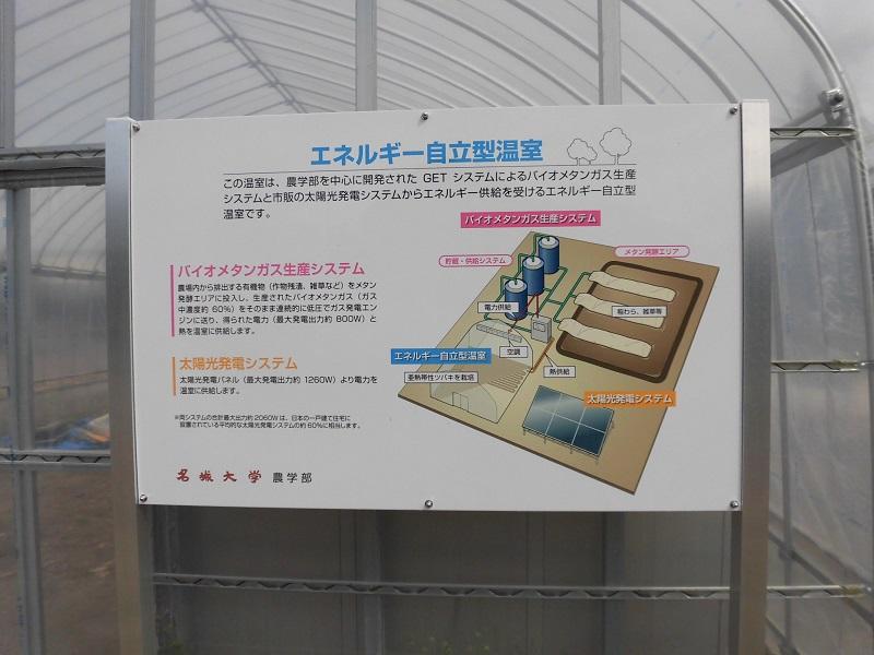 エネルギー自立型温室の説明板