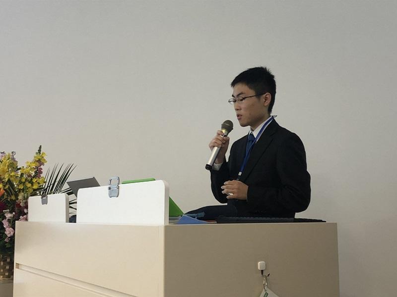 GLOBAL COMPETENCY EDUCATION MEIJO代表大口真史の発表の様子。　