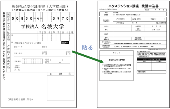 受講申込書に張り付ける払込用紙