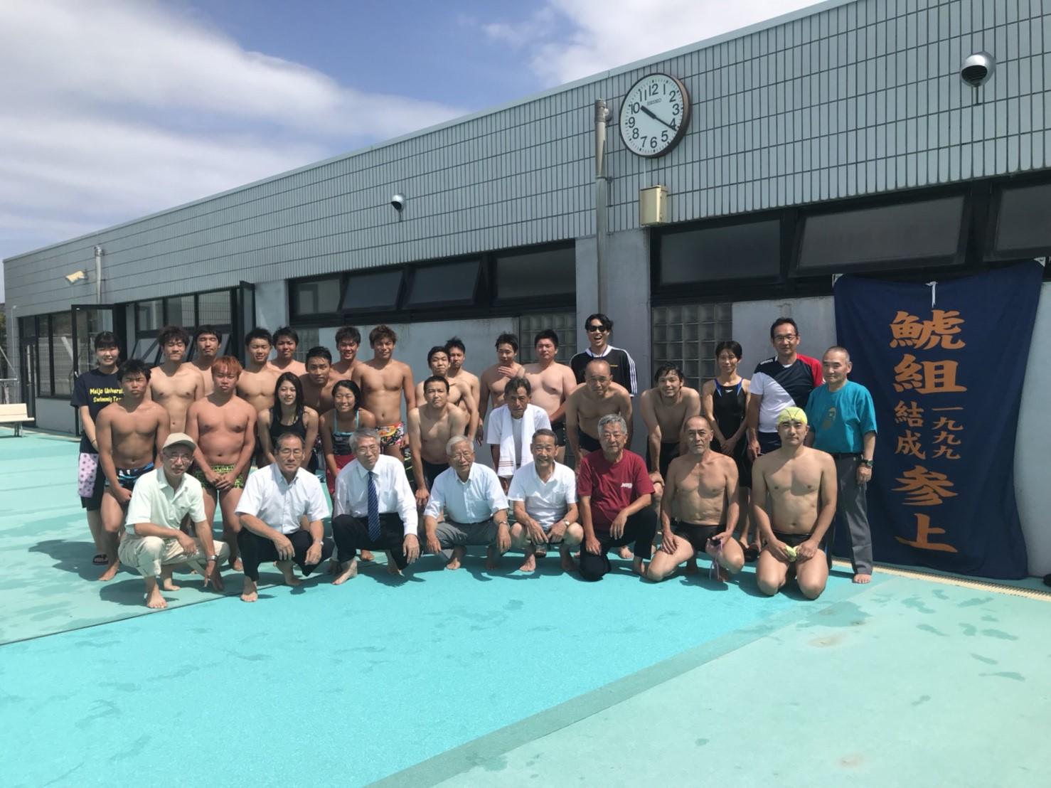石川県小松市の末広屋外水泳プールで合宿中の水上競技部