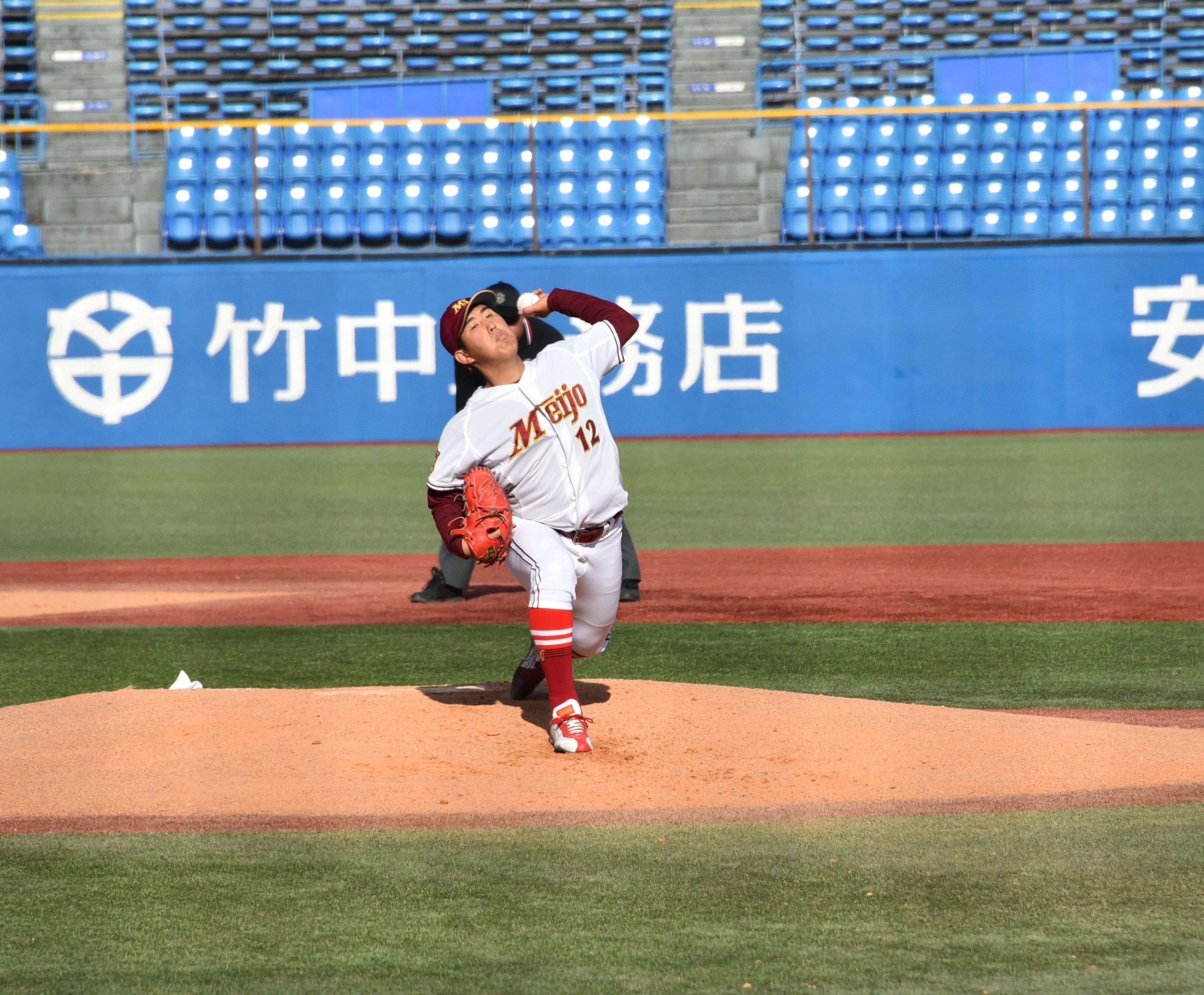 １年で唯一出場した池田翔紀投手（経済学部１年）