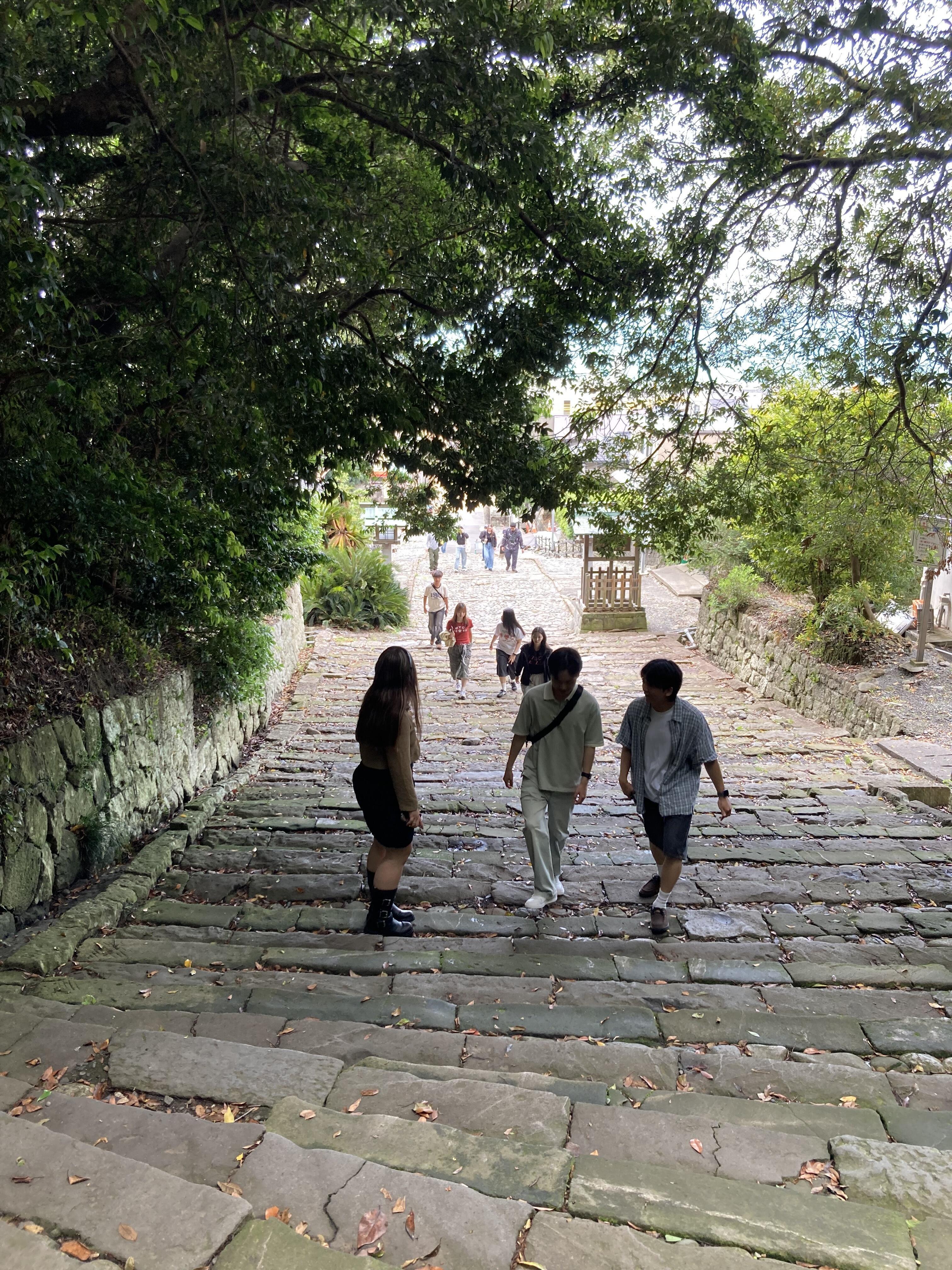 久能山東照宮の石段を登る参加者たち