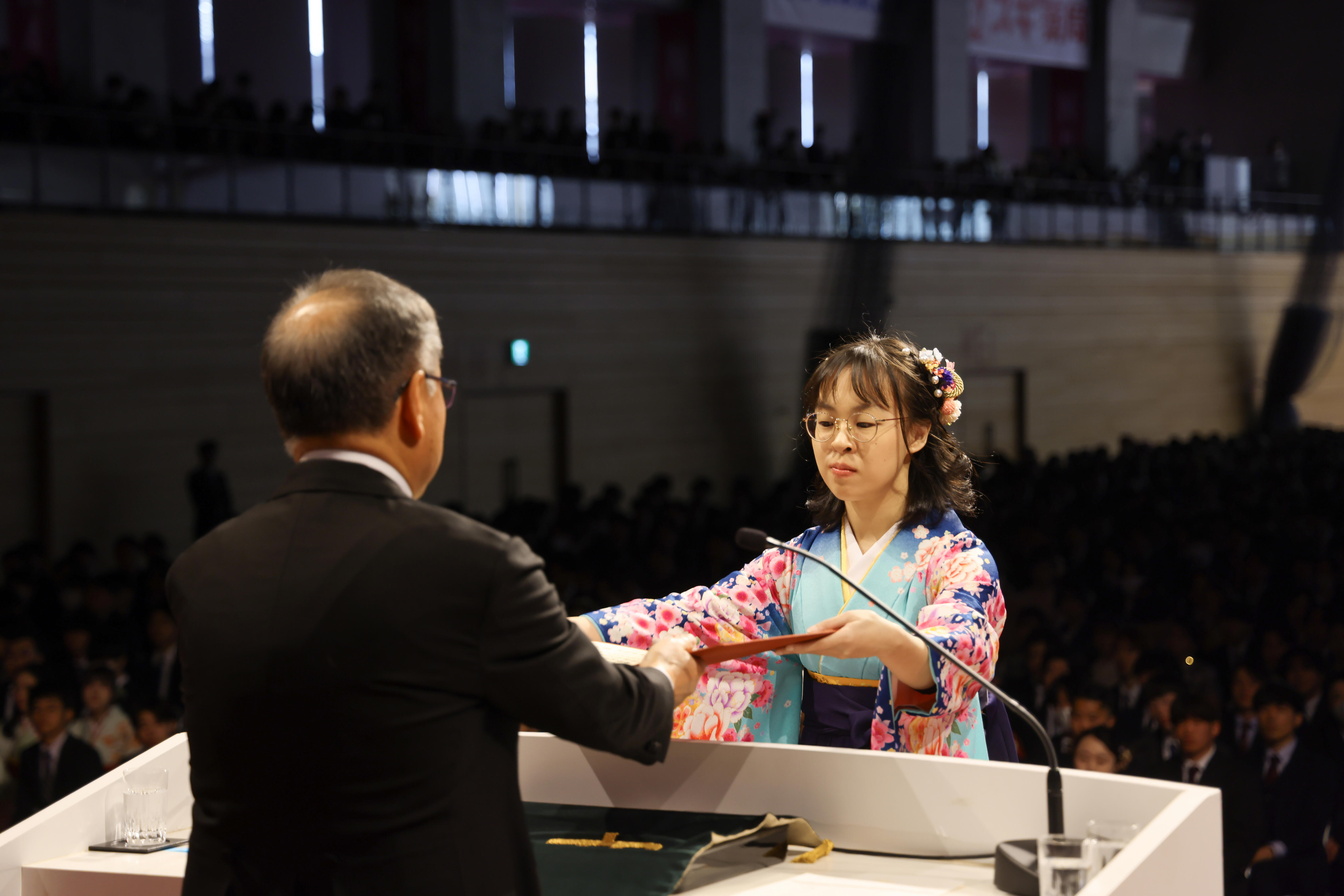 都市情報学部代表の森岡愛唯さん