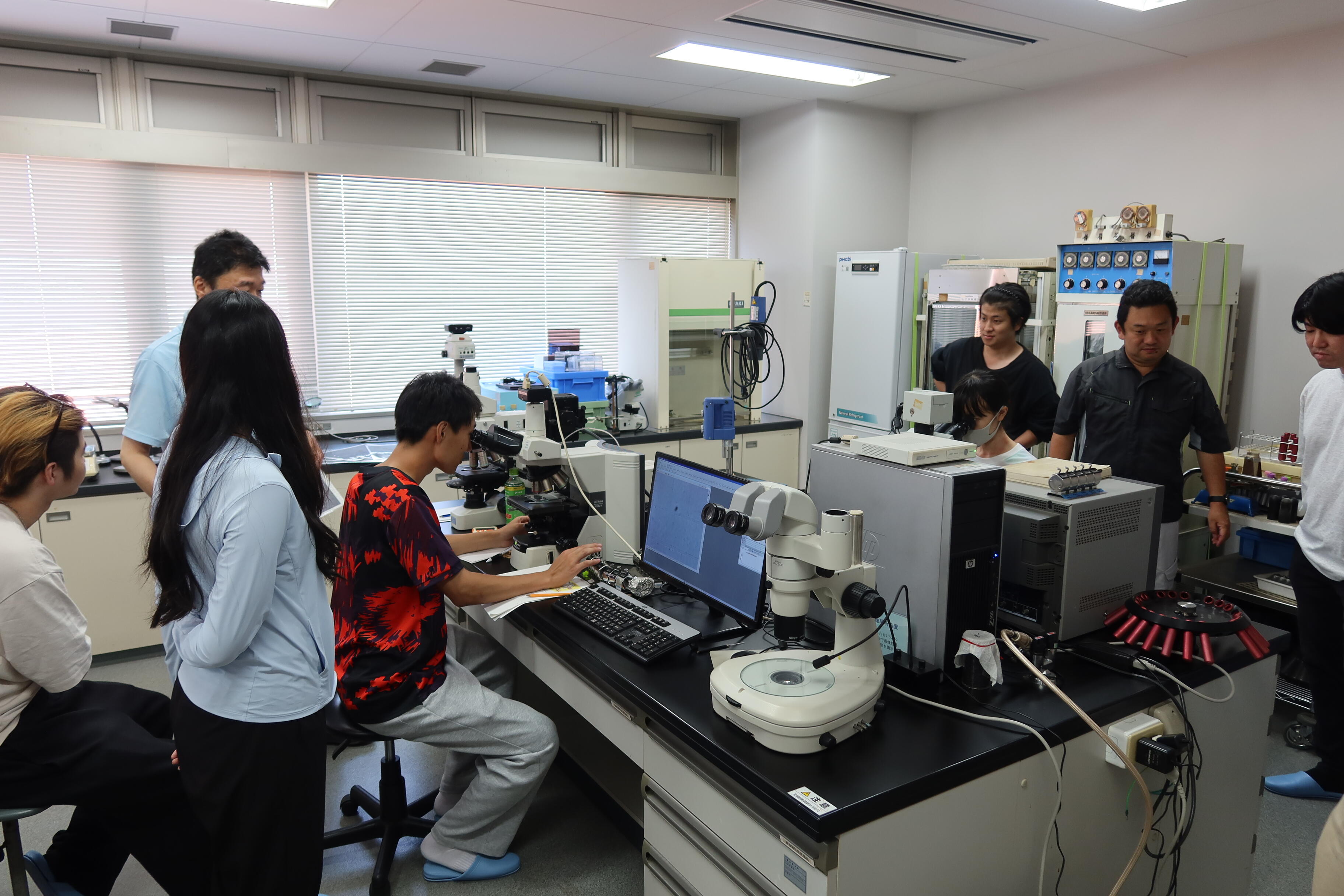 採取した海洋プランクトンの顕微鏡観察
